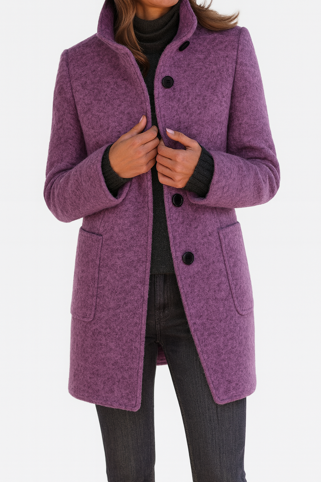 Women's Structured Classic Coat Soft Comfortable Everyday Fit – Purple