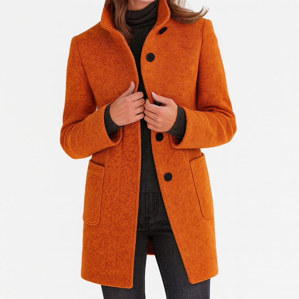 Women's Structured Classic Coat Soft Comfortable Everyday Fit – Orange
