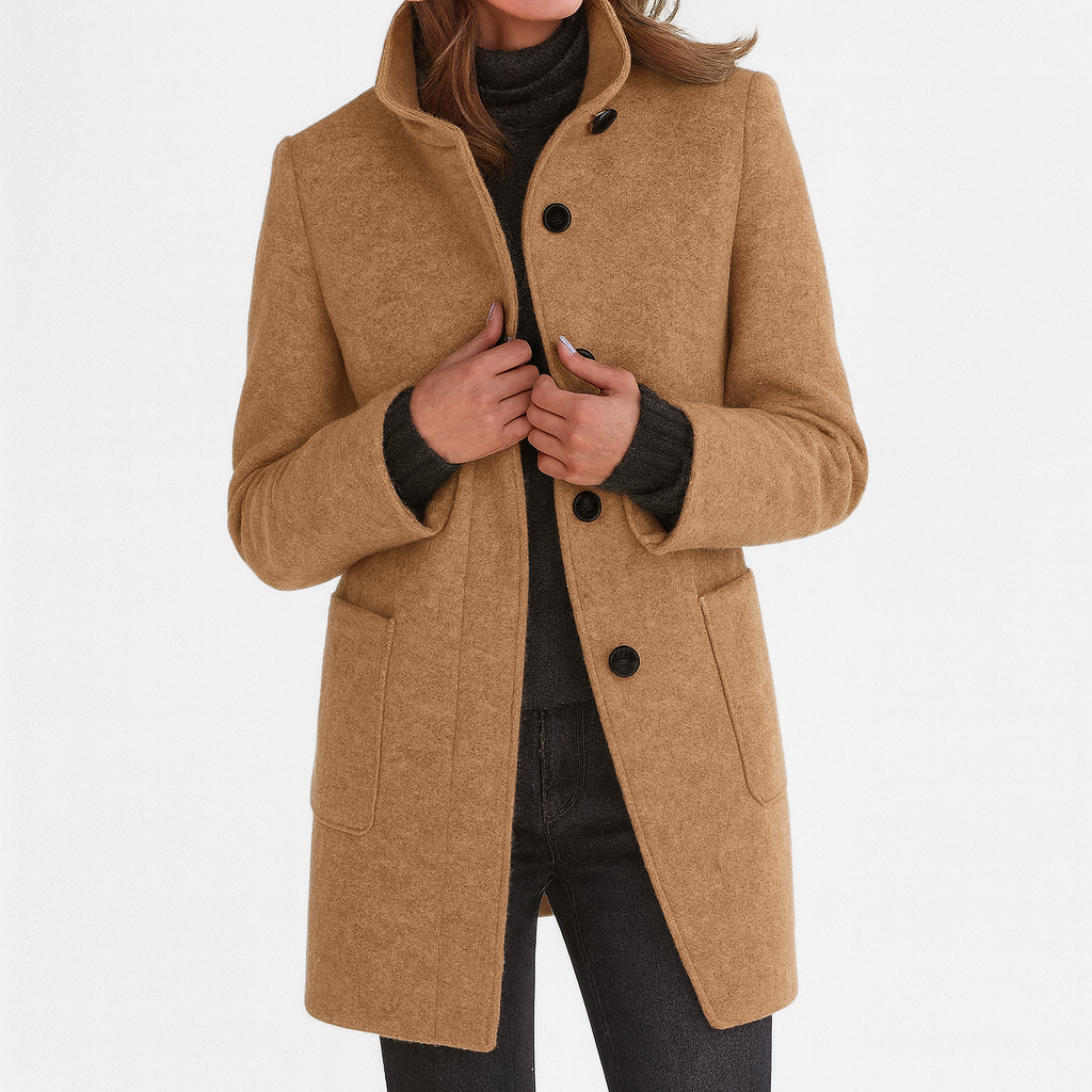 Women's Structured Classic Coat Soft Comfortable Everyday Fit – Khaki