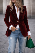 Women's Soft Velvet Blazer for Evenings Out