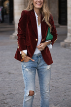 Women's Soft Velvet Blazer for Evenings Out