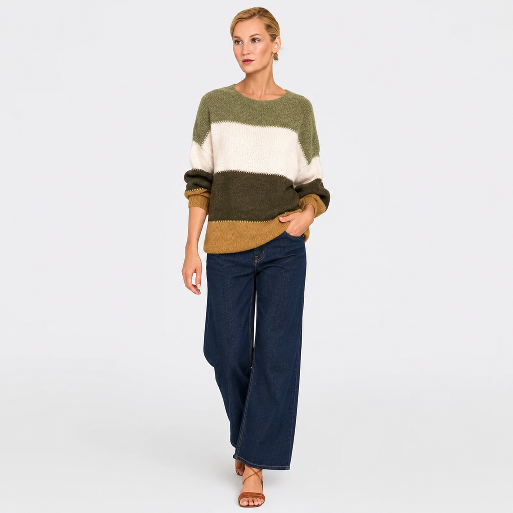 Women's Colorblock Knit Crewneck Sweater