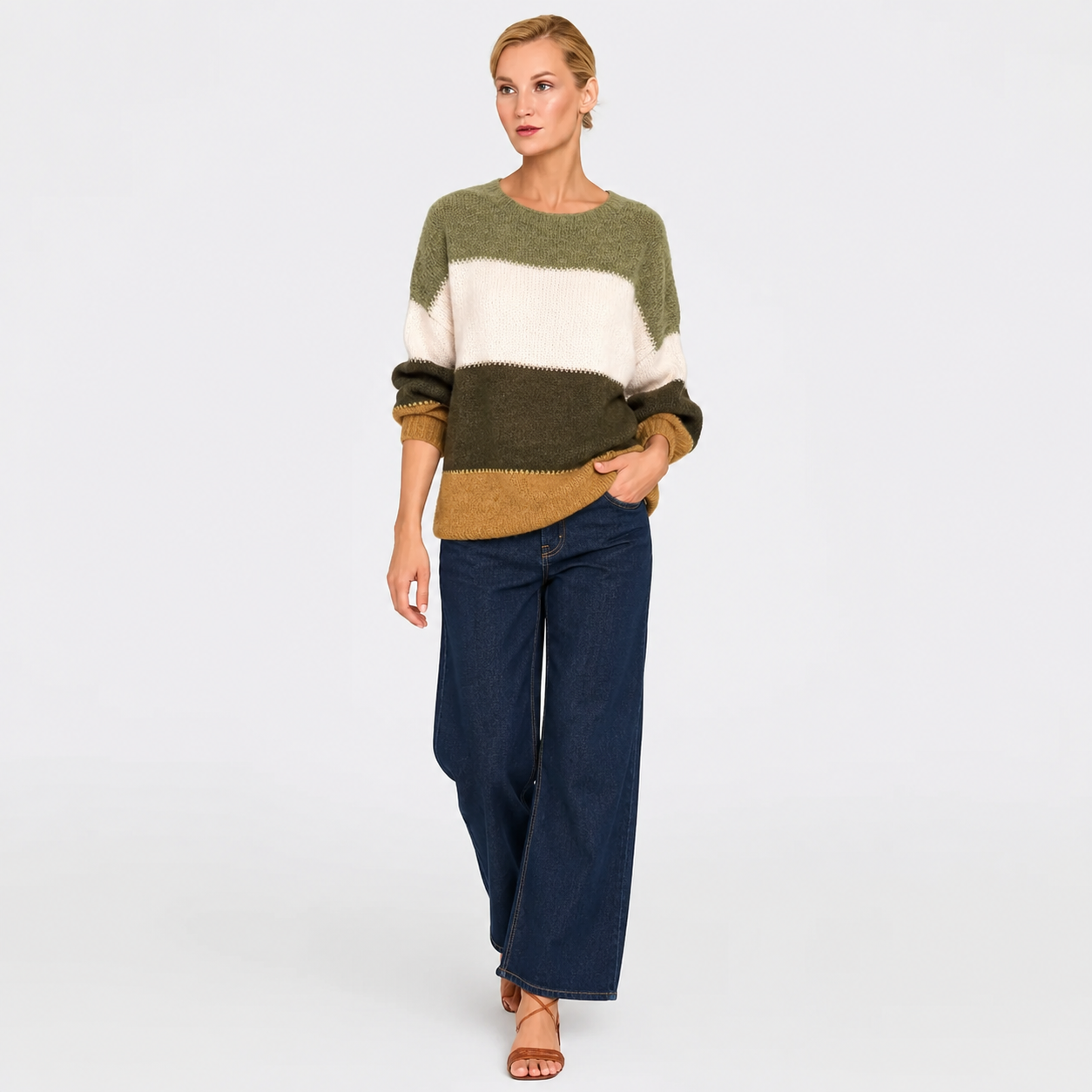Women's Colorblock Knit Crewneck Sweater