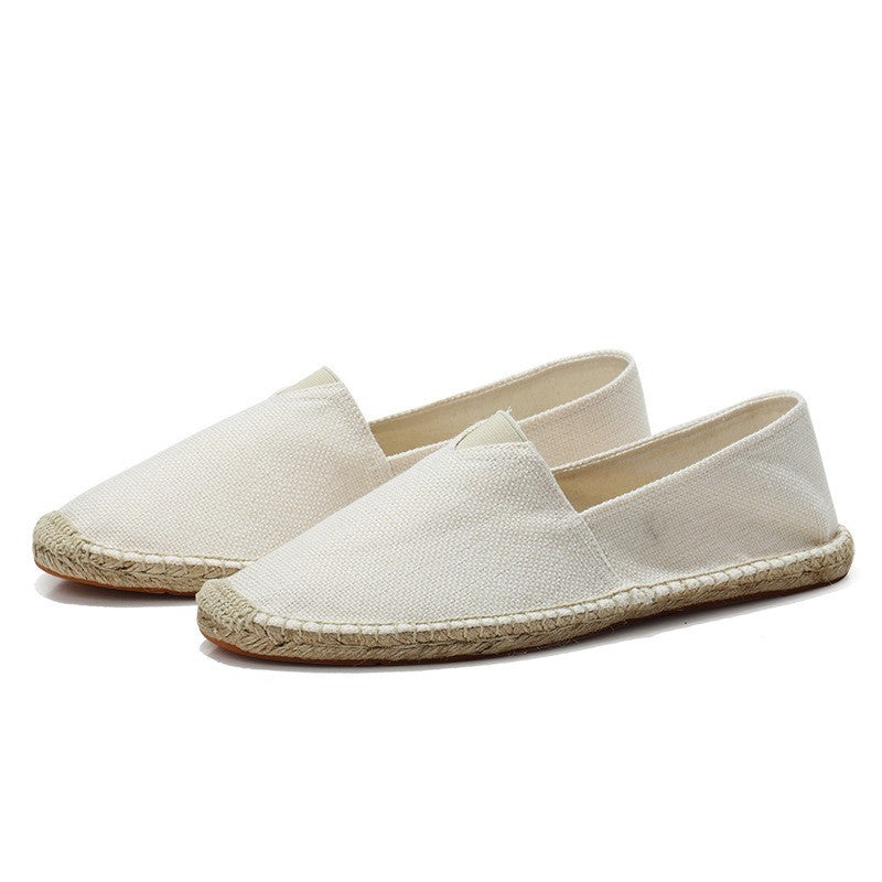 Women's Woven Espadrille Slip-On Loafers with Rope Sole – White