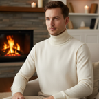 Men's Fine-Knit Roll-Neck Jumper with Regular Cut