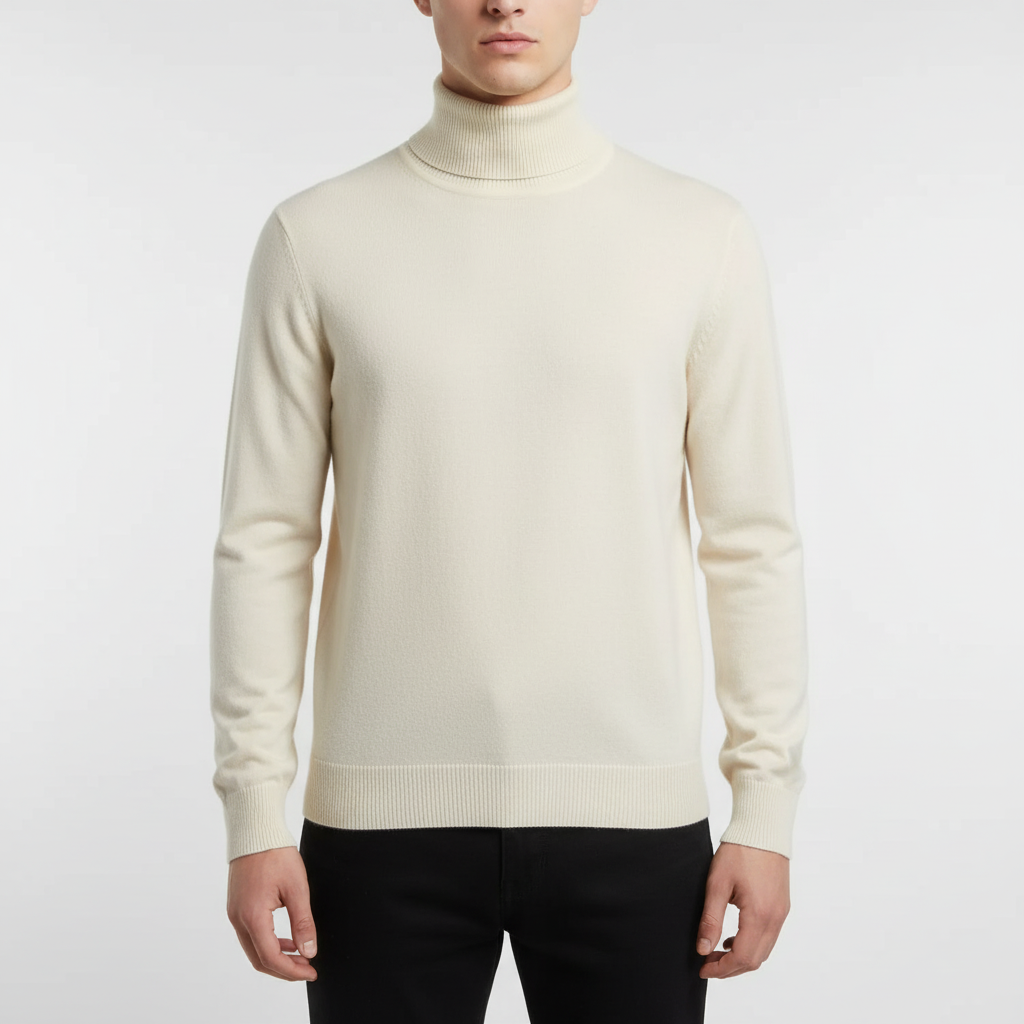 Men's Fine-Knit Roll-Neck Jumper with Regular Cut