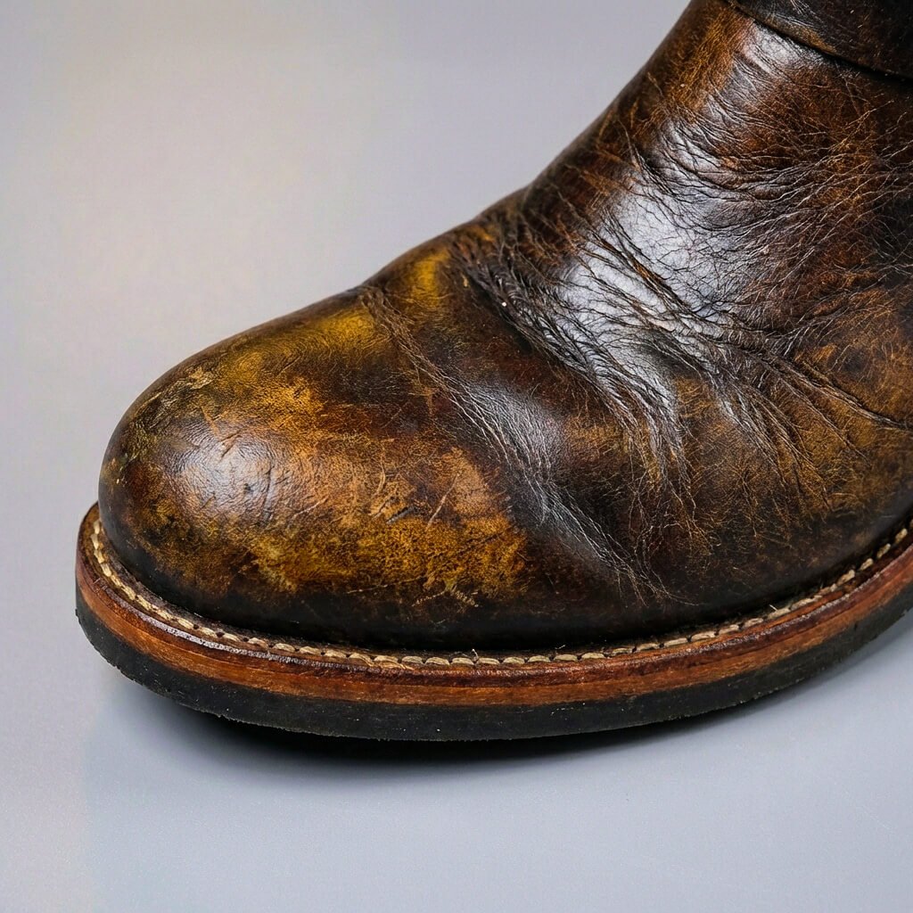 Men's Mid-Calf Leather Engineer Boots with Twin Buckles