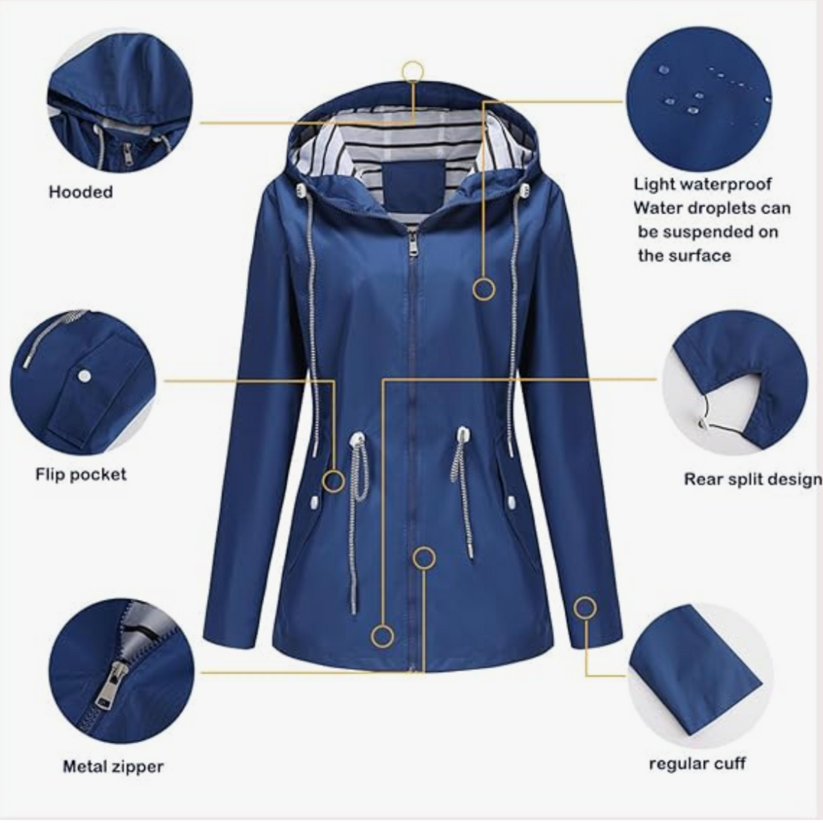 Women's Streamlined Waterproof Jacket with Adjustable Fit