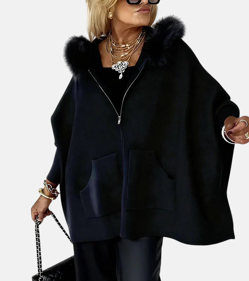 Women's Relaxed Hooded Coat for Cosy Everyday Warmth – Black
