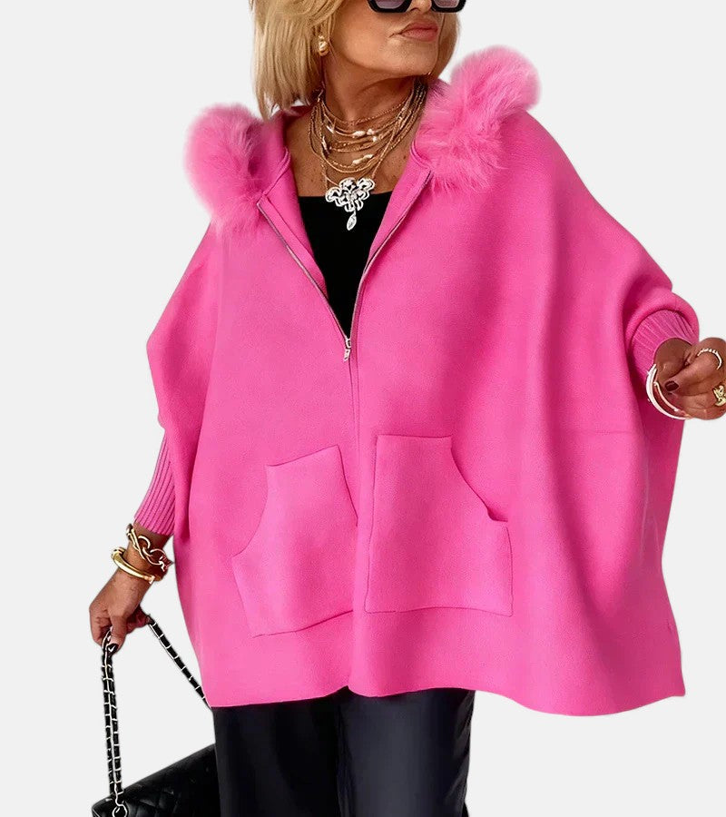 Women's Relaxed Hooded Coat for Cosy Everyday Warmth – Pink