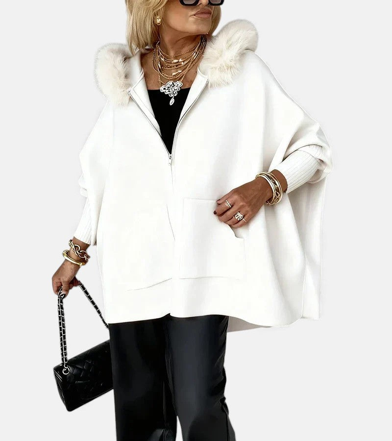 Women's Relaxed Hooded Coat for Cosy Everyday Warmth – White