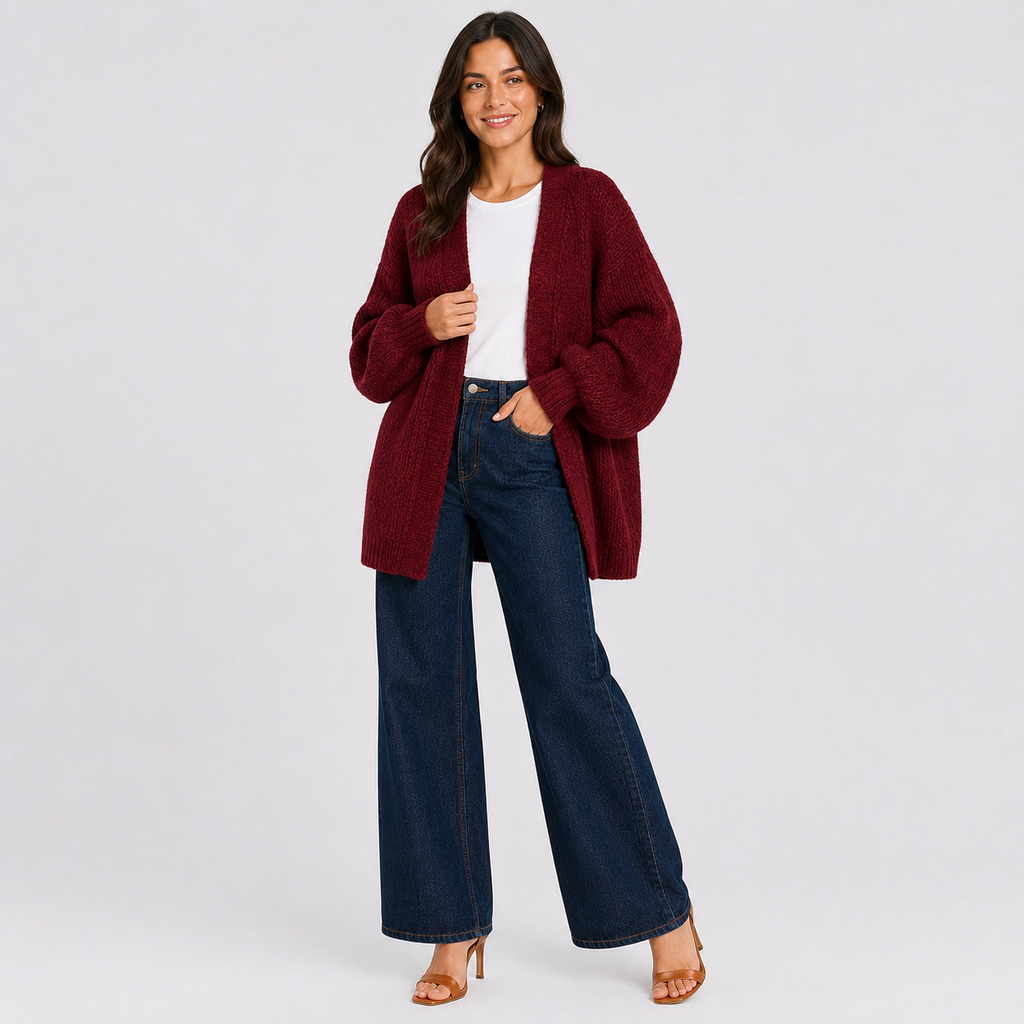 Women's Loose Knit Open-Front Cardigan Sweater
