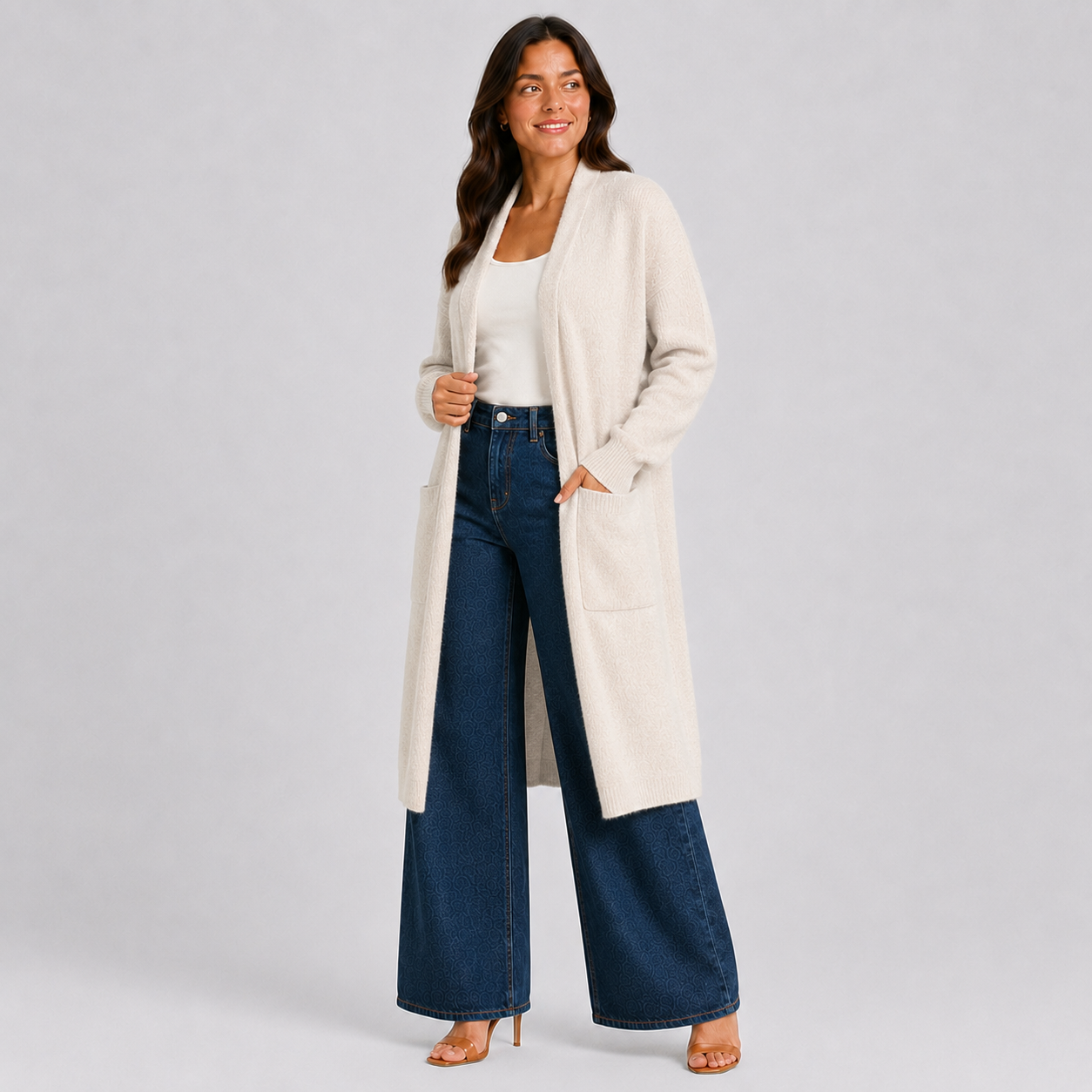 Women's Longline Open-Front Cardigan Sweater