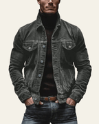Men's Cord Trucker Jacket with Shirt Collar