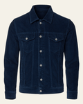 Men's Cord Trucker Jacket with Shirt Collar – Dark Blue