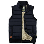Men's Padded Gilet with Fur Lining and High Collar – Black