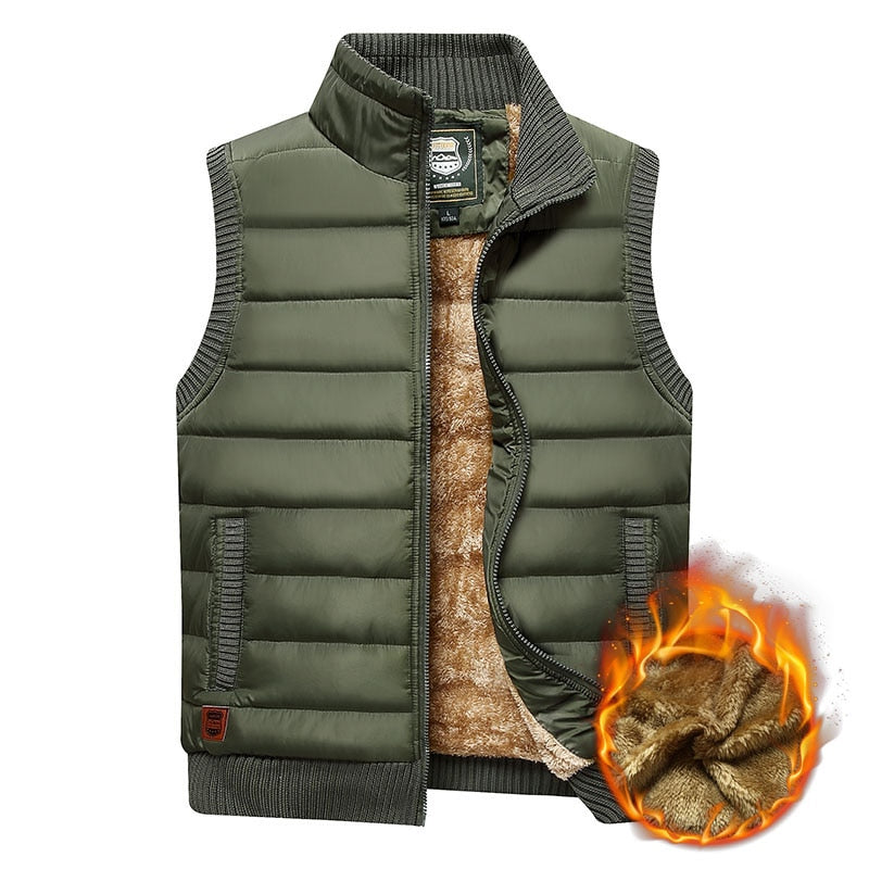 Men's Padded Gilet with Fur Lining and High Collar