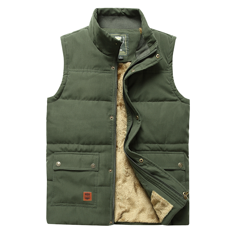 Men's Padded Gilet with Fur Lining and High Collar