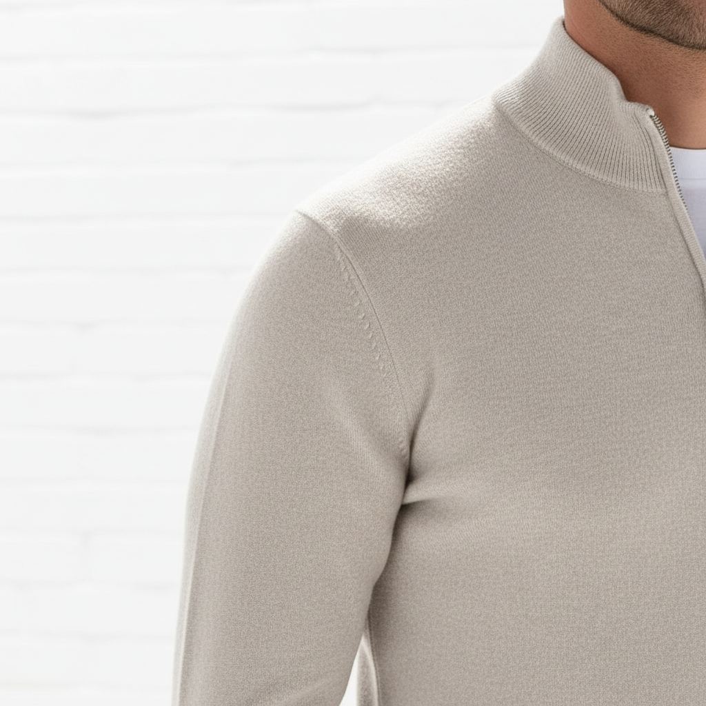 Men's Smooth Fine-Knit Quarter-Zip Jumper Regular Fit