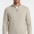 Men's Smooth Fine-Knit Quarter-Zip Jumper Regular Fit – Beige