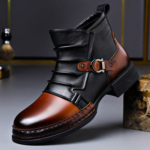 Men's Buckle Ankle Boots in Handcrafted Italian Leather – Black