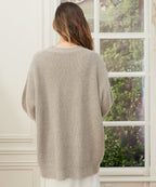 Women's Soft Ribbed Cardigan with Deep V-Neck and Dropped Shoulders