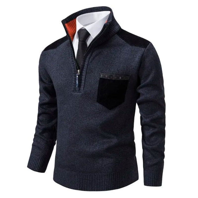 Men's Soft Knit Quarter-Zip Jumper with Chest Pocket