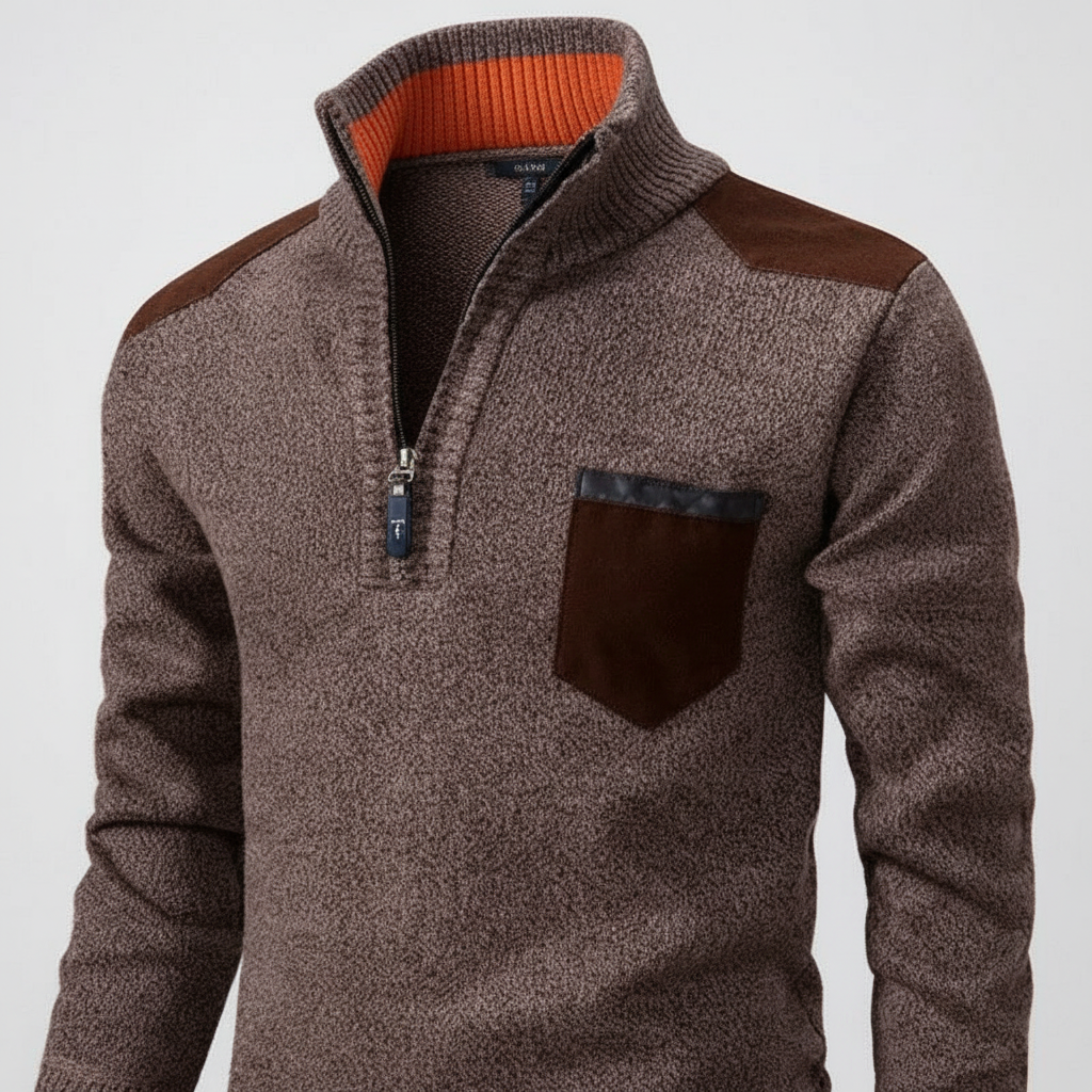Men's Soft Knit Quarter-Zip Jumper with Chest Pocket