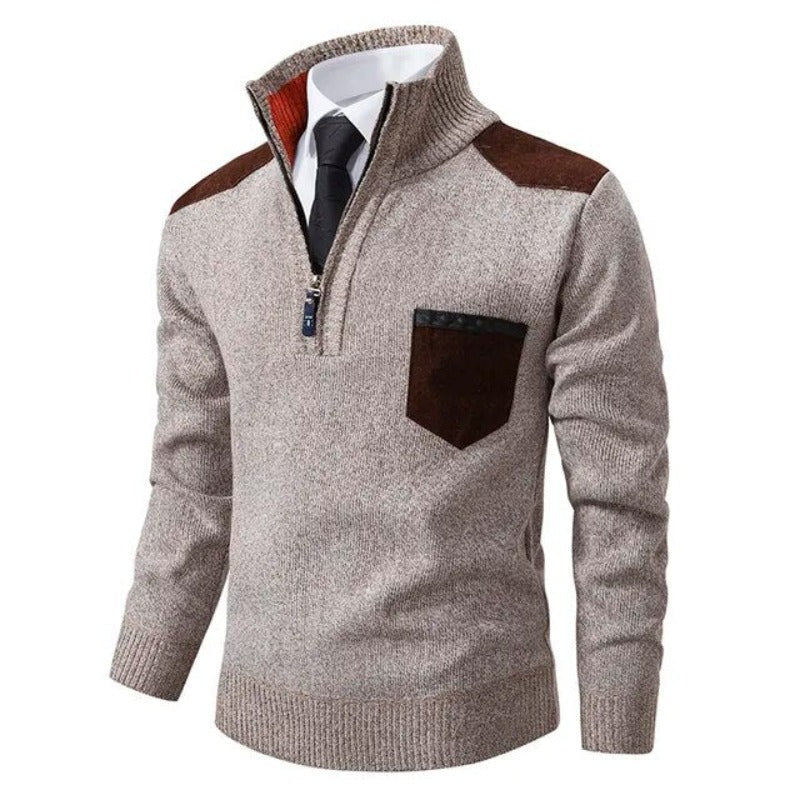 Men's Soft Knit Quarter-Zip Jumper with Chest Pocket