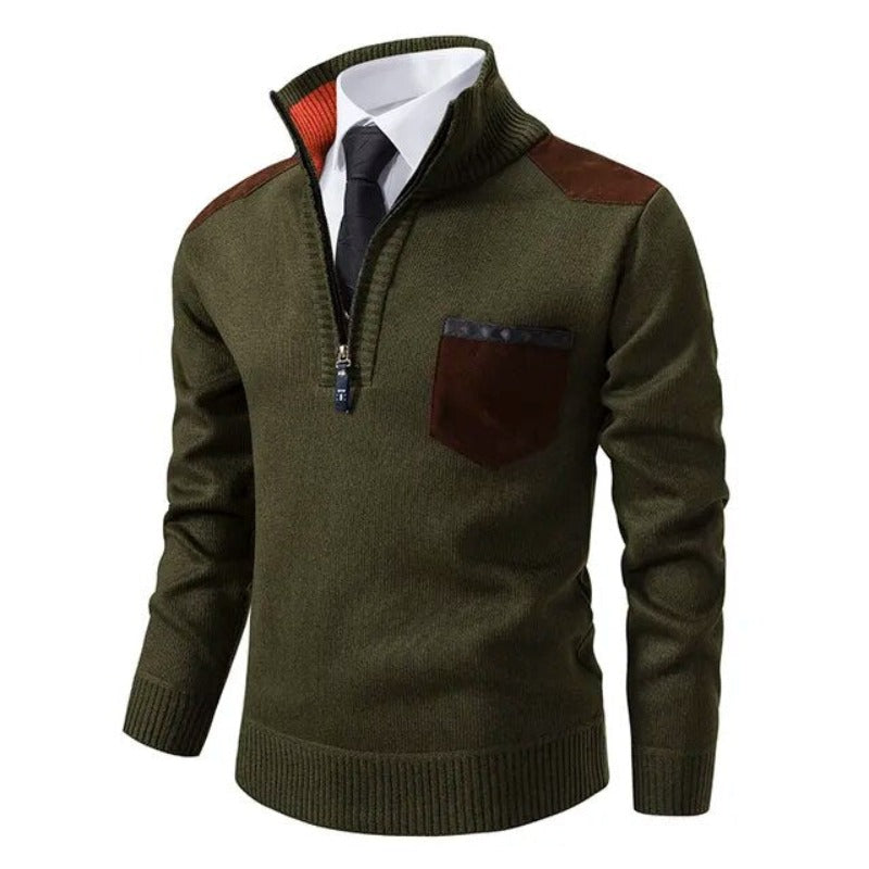 Men's Soft Knit Quarter-Zip Jumper with Chest Pocket