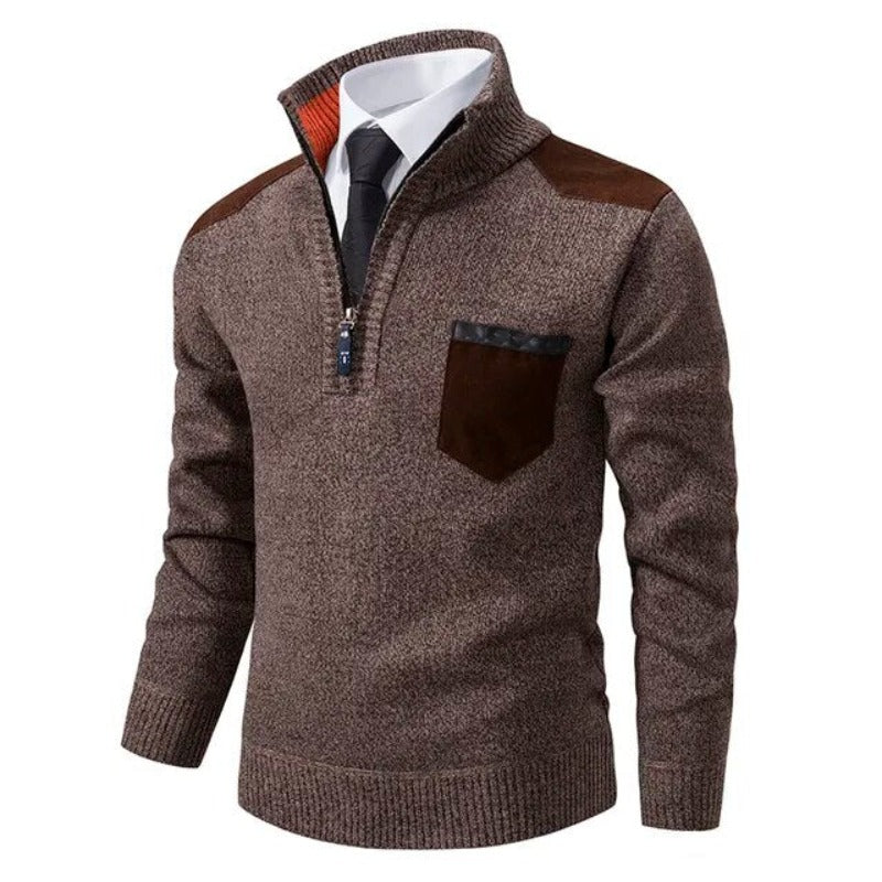 Men's Soft Knit Quarter-Zip Jumper with Chest Pocket