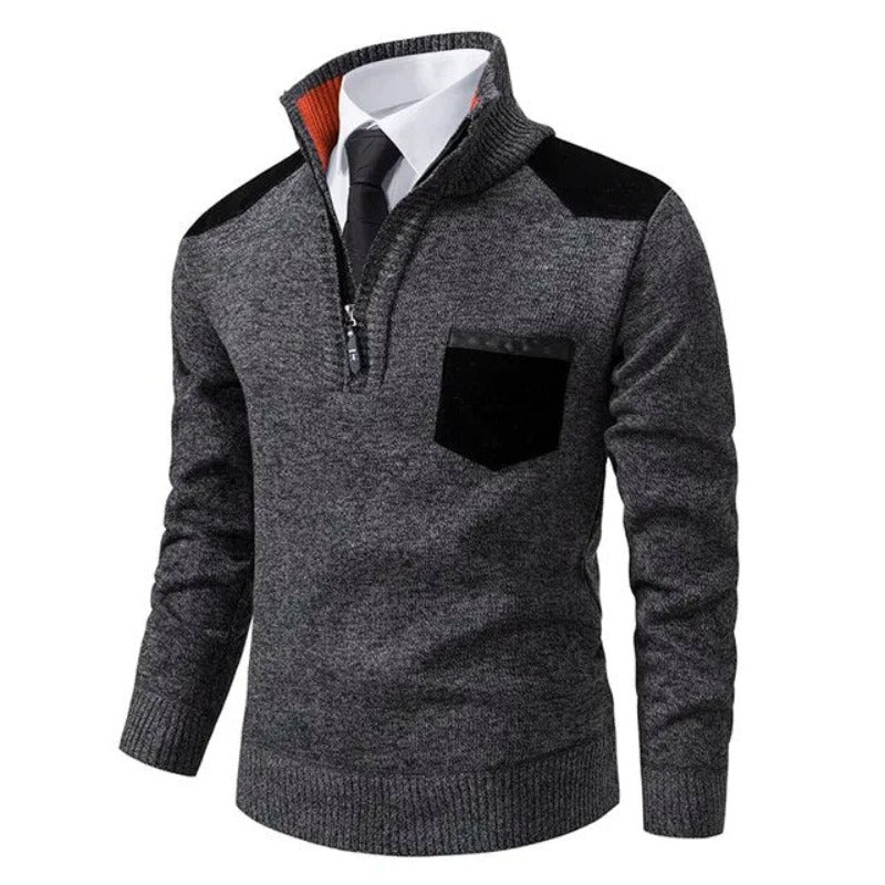 Men's Soft Knit Quarter-Zip Jumper with Chest Pocket