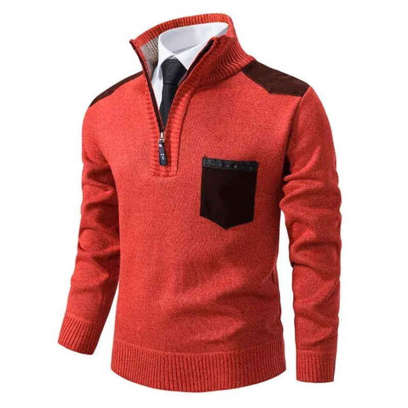 Men's Soft Knit Quarter-Zip Jumper with Chest Pocket