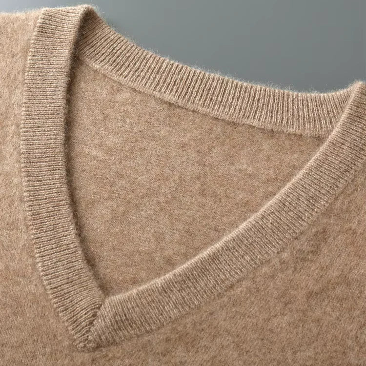 Men's Classic Wool V-Neck Sleeveless Jumper