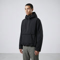 Men's Water-Repellent Anorak with Adjustable Hood and Hem – Black