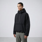 Men's Water-Repellent Anorak with Adjustable Hood and Hem – Black