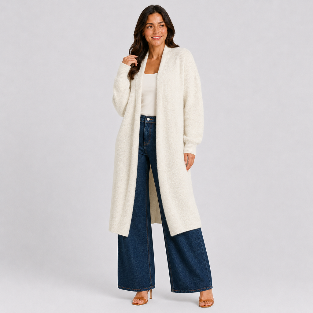 Women's Longline Open-Front Knit Cardigan Sweater