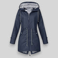 Women's Streamlined Waterproof Jacket with Adjustable Fit – Navy blue
