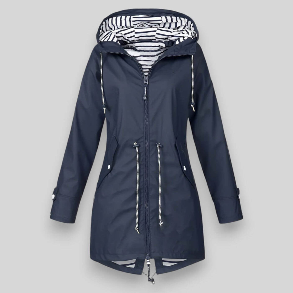 Women's Streamlined Waterproof Jacket with Adjustable Fit – Navy blue