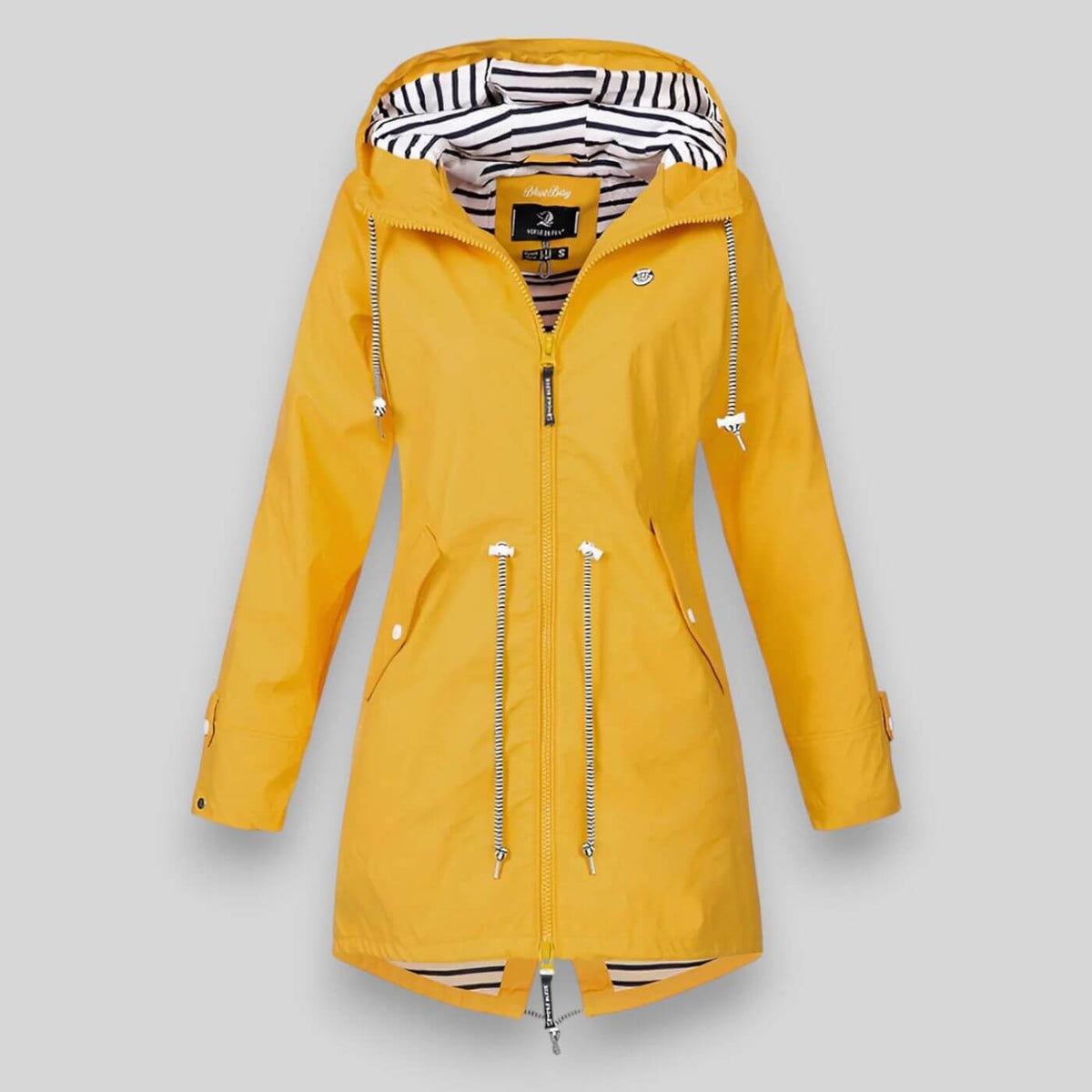 Women's Streamlined Waterproof Jacket with Adjustable Fit – Yellow