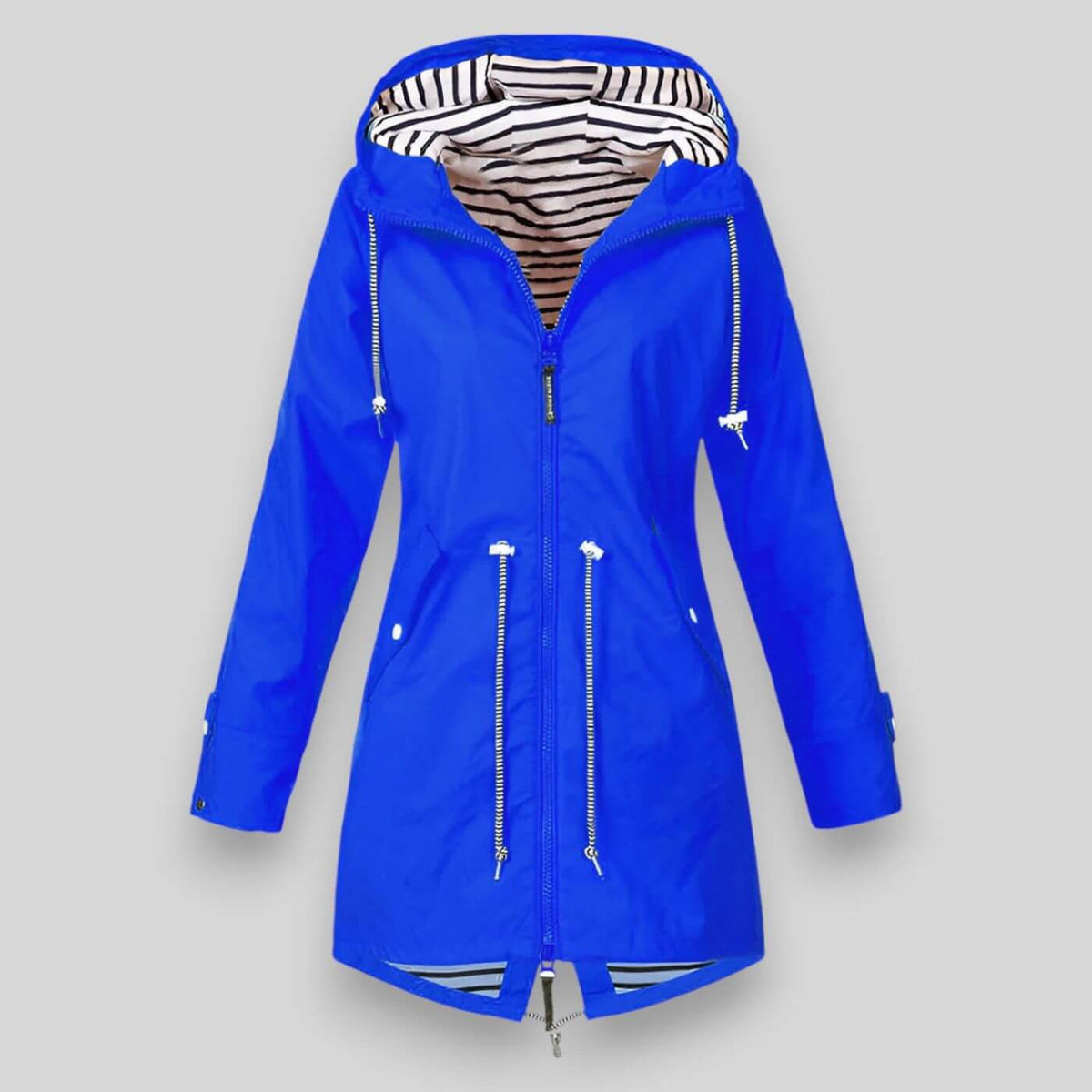 Women's Streamlined Waterproof Jacket with Adjustable Fit – Bright blue