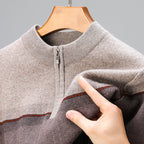 Men's Raised Collar Knit Jumper with Ribbed Edges