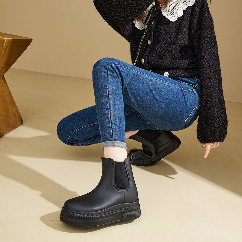 Women's Platform Chelsea Boots with Waterproof Winter Finish