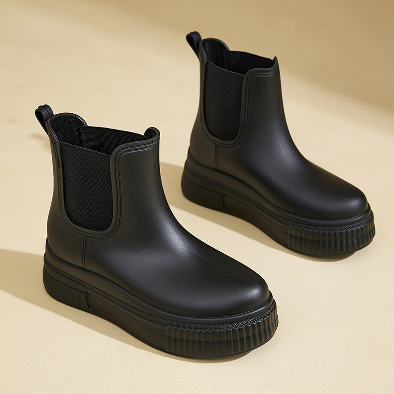 Women's Platform Chelsea Boots with Waterproof Winter Finish – Black