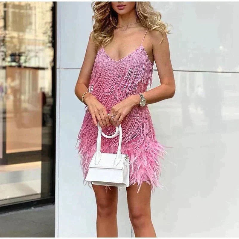 Women's Bodycon Sequin Mini Dress for Party Nights – Pink