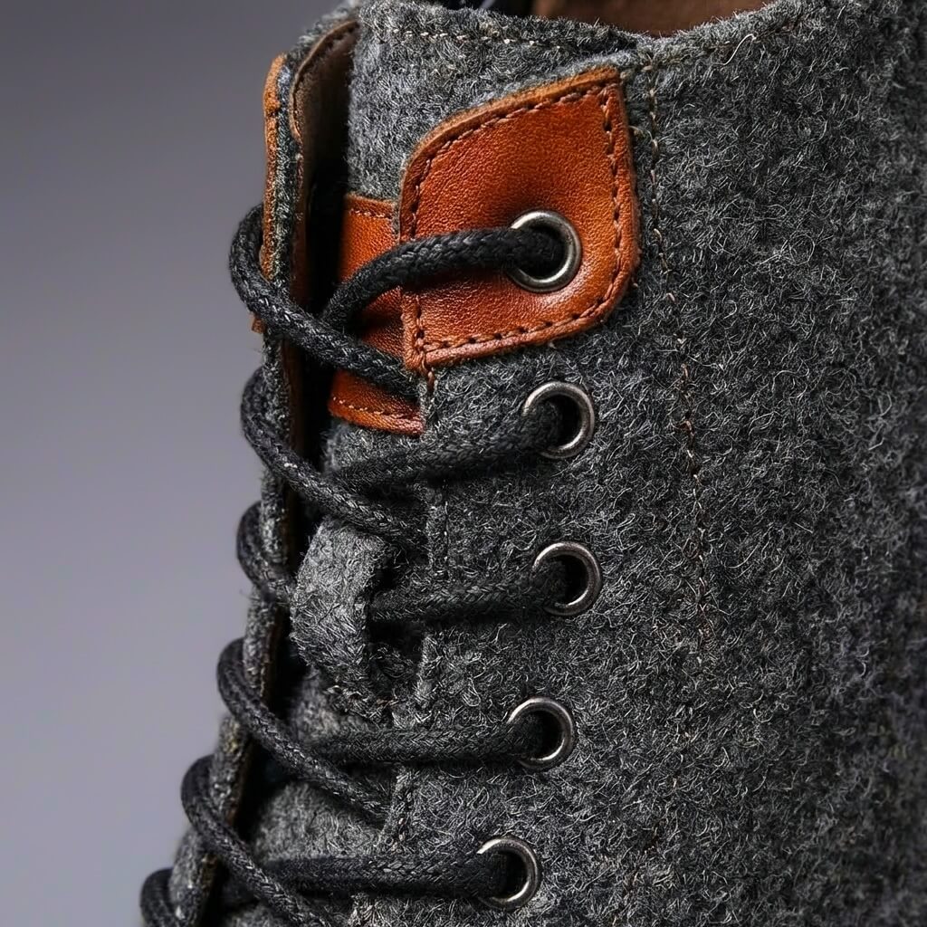 Men's Wool-Lined Leather Winter Boots with Shock-Absorbing Insoles