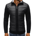 Men's Rib Collar Hybrid Jacket with Padded Body - Black