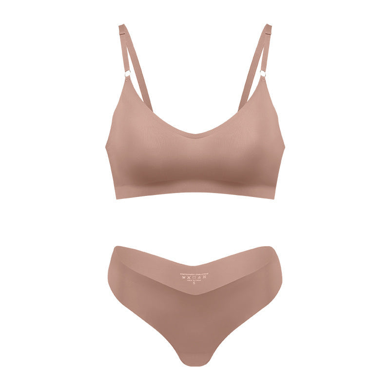 Women's Seamless Wireless Bralette with Adjustable Slim Straps – Tan