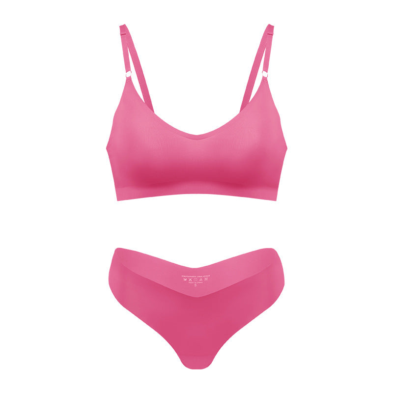 Women's Seamless Wireless Bralette with Adjustable Slim Straps – Pink