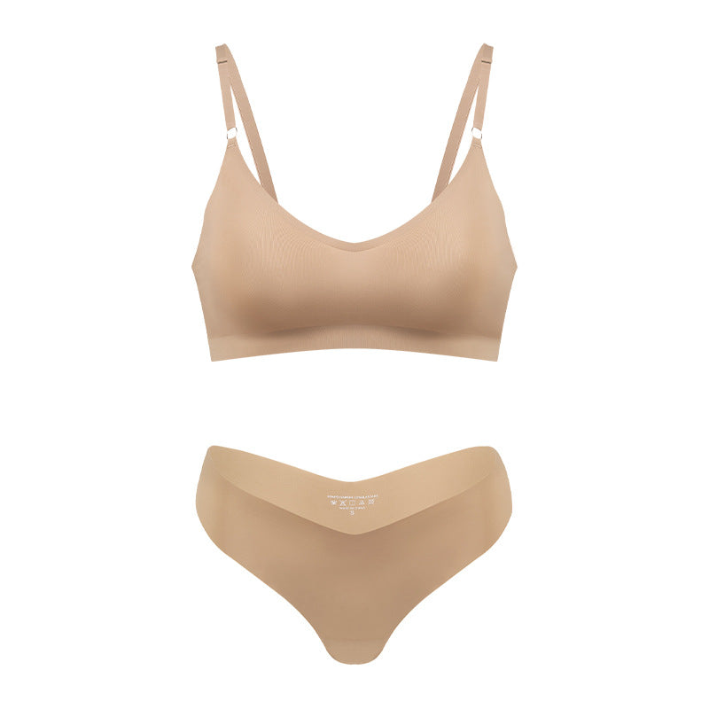 Women's Seamless Wireless Bralette with Adjustable Slim Straps – Beige